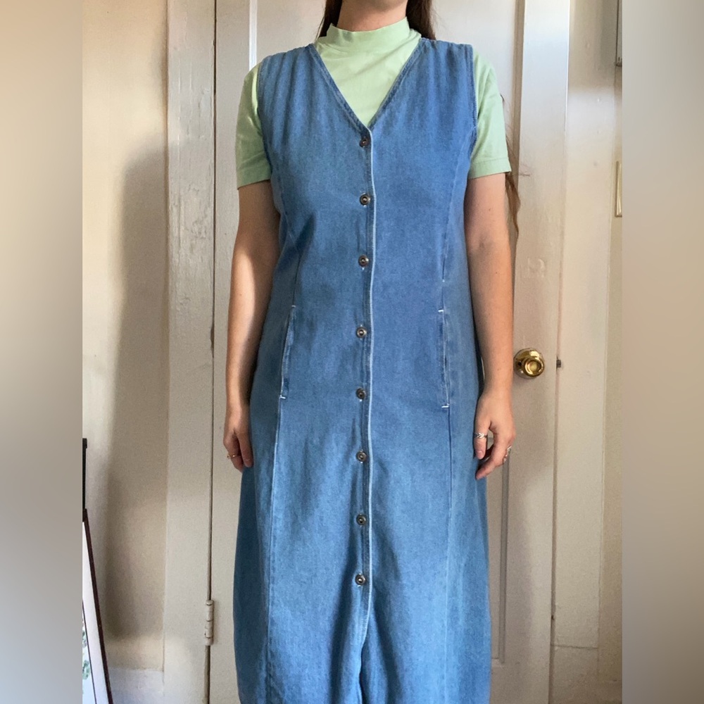 AJS 100% Cotton Vintage Denim Button-Down Dress